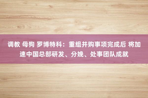 调教 母狗 罗博特科：重组并购事项完成后 将加速中国总部研发、分娩、处事团队成就