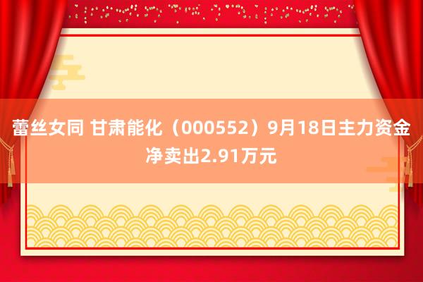 蕾丝女同 甘肃能化（000552）9月18日主力资金净卖出2.91万元