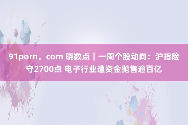 91porn。com 晓数点｜一周个股动向：沪指险守2700点 电子行业遭资金抛售逾百亿