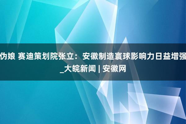 伪娘 赛迪策划院张立：安徽制造寰球影响力日益增强_大皖新闻 | 安徽网