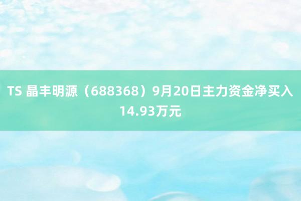 TS 晶丰明源（688368）9月20日主力资金净买入14.93万元