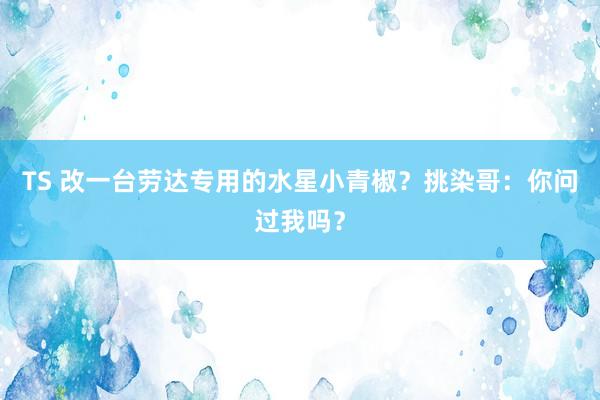 TS 改一台劳达专用的水星小青椒？挑染哥：你问过我吗？