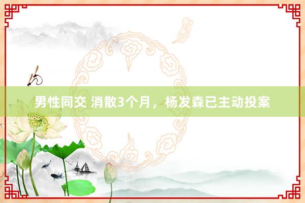 男性同交 消散3个月，杨发森已主动投案