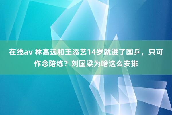 在线av 林高远和王添艺14岁就进了国乒，只可作念陪练？刘国梁为啥这么安排