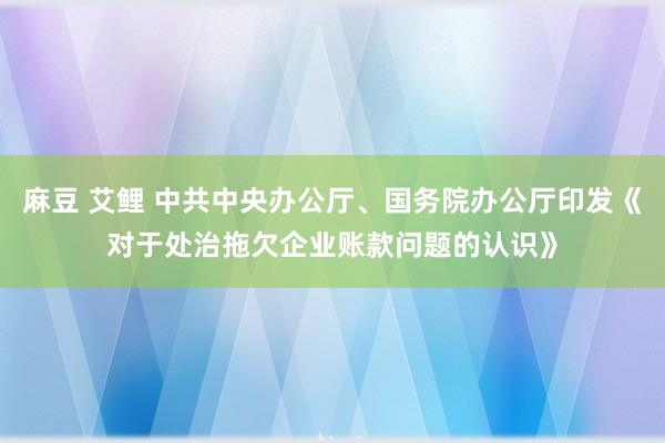 麻豆 艾鲤 中共中央办公厅、国务院办公厅印发《对于处治拖欠企业账款问题的认识》