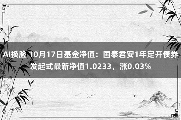 AI换脸 10月17日基金净值：国泰君安1年定开债券发起式最新净值1.0233，涨0.03%