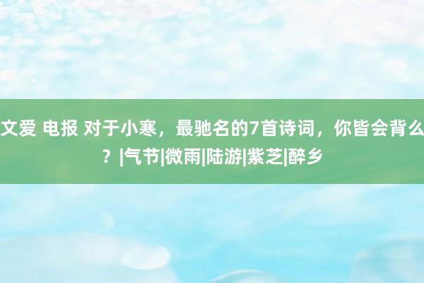 文爱 电报 对于小寒，最驰名的7首诗词，你皆会背么？|气节|微雨|陆游|紫芝|醉乡