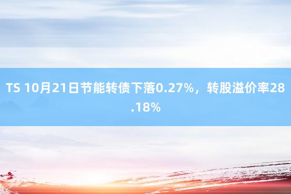 TS 10月21日节能转债下落0.27%，转股溢价率28.18%