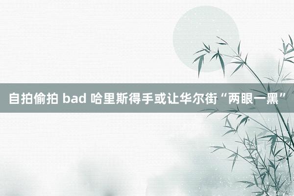 自拍偷拍 bad 哈里斯得手或让华尔街“两眼一黑”