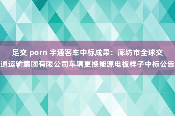 足交 porn 宇通客车中标成果：廊坊市全球交通运输集团有限公司车辆更换能源电板样子中标公告