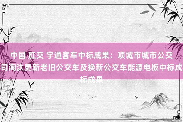 中国 肛交 宇通客车中标成果：项城市城市公交公司淘汰更新老旧公交车及换新公交车能源电板中标成果