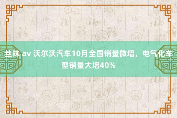 丝袜 av 沃尔沃汽车10月全国销量微增，电气化车型销量大增40%