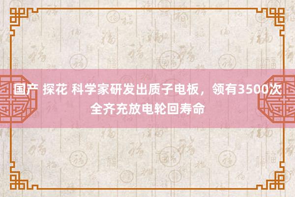 国产 探花 科学家研发出质子电板，领有3500次全齐充放电轮回寿命