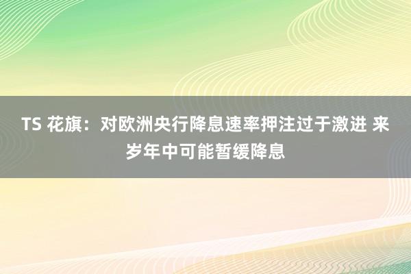 TS 花旗：对欧洲央行降息速率押注过于激进 来岁年中可能暂缓降息