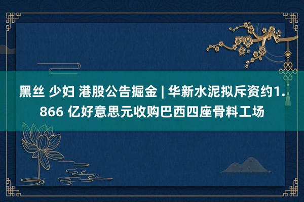 黑丝 少妇 港股公告掘金 | 华新水泥拟斥资约1.866 亿好意思元收购巴西四座骨料工场