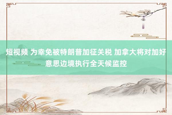 短视频 为幸免被特朗普加征关税 加拿大将对加好意思边境执行全天候监控