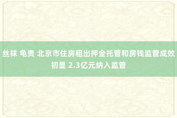 丝袜 龟责 北京市住房租出押金托管和房钱监管成效初显 2.3亿元纳入监管