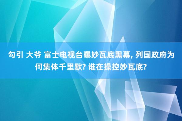 勾引 大爷 富士电视台曝妙瓦底黑幕， 列国政府为何集体千里默? 谁在操控妙瓦底?